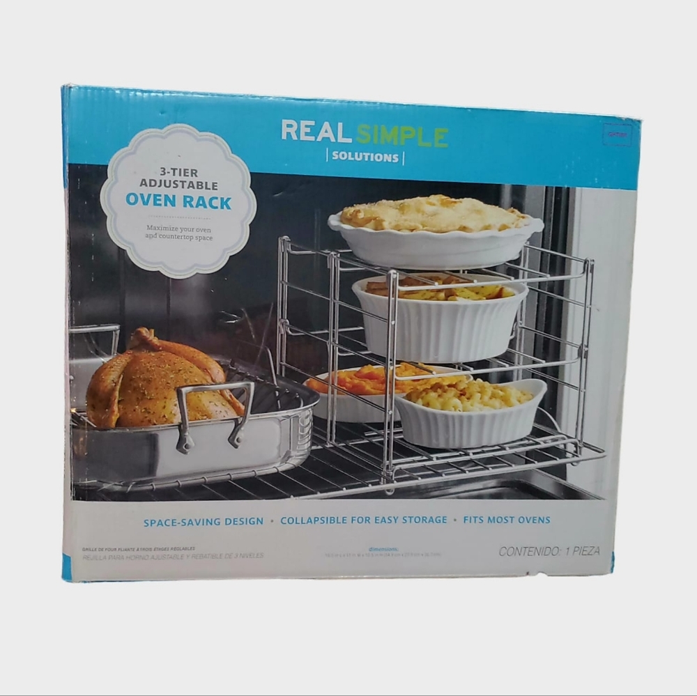 Real Simple Solutions 3-Tier Adjustable Oven Rack Collapsible NIB